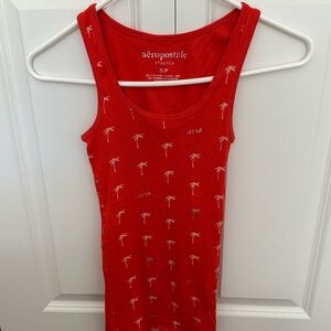 Aeropostale Orange Tank with Palm Print
